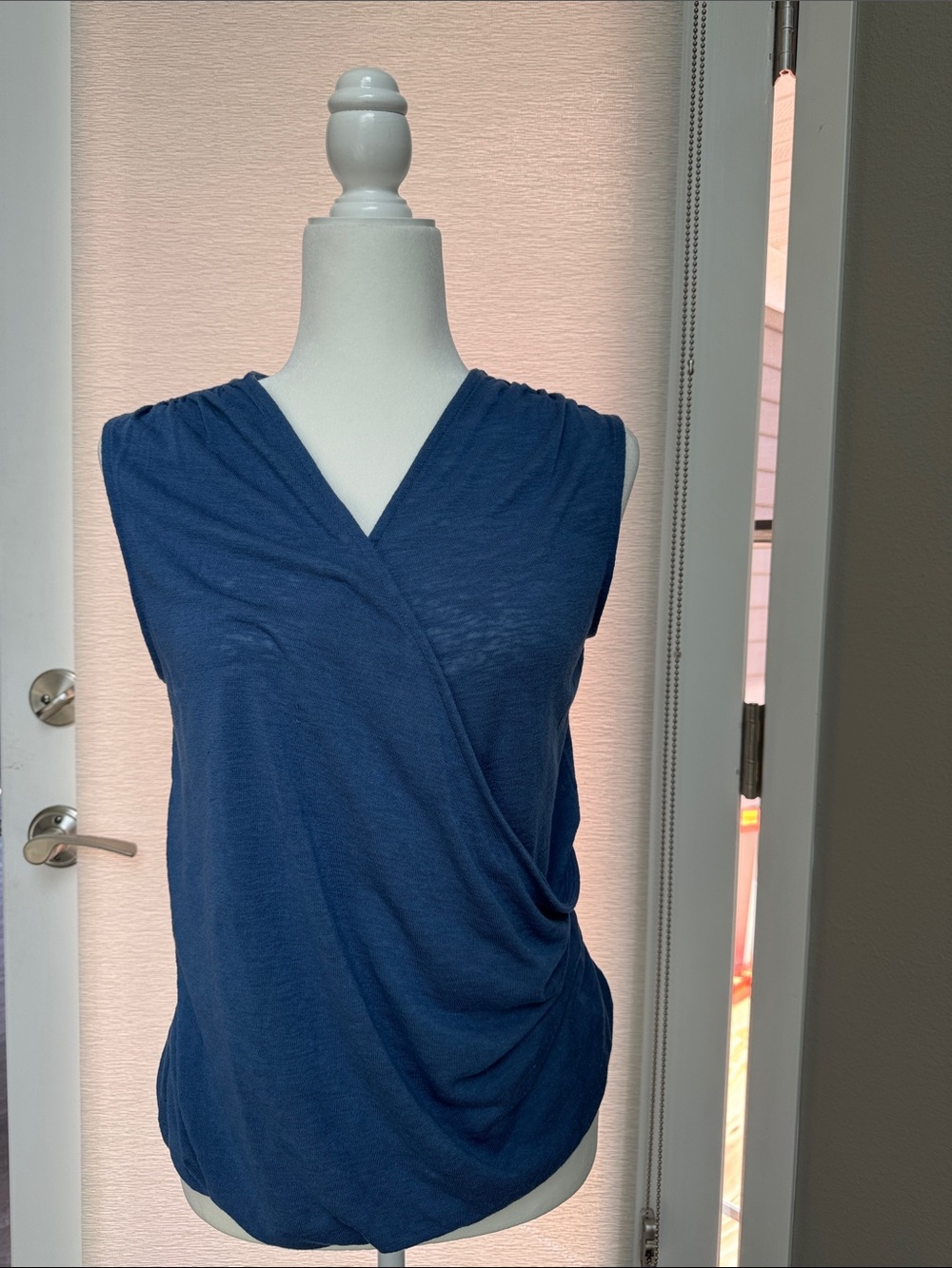 Athleta Breezy Wrap Blue Knit Top